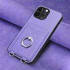 For iPhone 13 Pro Max R20 Ring Card Holder Phone Case(Purple) - 2