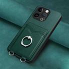 For iPhone 13 Pro R20 Ring Card Holder Phone Case(Green) - 2