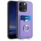 For iPhone 13 Pro R20 Ring Card Holder Phone Case(Purple) - 1