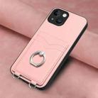 For iPhone 13 R20 Ring Card Holder Phone Case(Pink) - 2