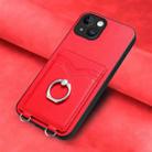 For iPhone 13 R20 Ring Card Holder Phone Case(Red) - 2