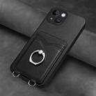 For iPhone 13 mini R20 Ring Card Holder Phone Case(Black) - 2