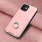 For iPhone 12 R20 Ring Card Holder Phone Case(Pink) - 2