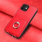 For iPhone 12 R20 Ring Card Holder Phone Case(Red) - 2