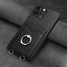 For iPhone 12 Pro R20 Ring Card Holder Phone Case(Black) - 2