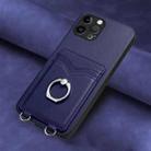 For iPhone 12 Pro R20 Ring Card Holder Phone Case(Blue) - 2