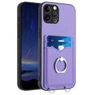 For iPhone 12 Pro R20 Ring Card Holder Phone Case(Purple) - 1