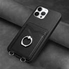 For iPhone 12 Pro Max R20 Ring Card Holder Phone Case(Black) - 2