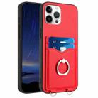 For iPhone 12 Pro Max R20 Ring Card Holder Phone Case(Red) - 1