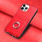 For iPhone 12 Pro Max R20 Ring Card Holder Phone Case(Red) - 2