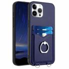 For iPhone 12 Pro Max R20 Ring Card Holder Phone Case(Blue) - 1