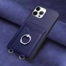 For iPhone 12 Pro Max R20 Ring Card Holder Phone Case(Blue) - 2