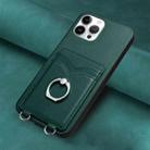 For iPhone 12 Pro Max R20 Ring Card Holder Phone Case(Green) - 2