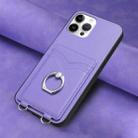 For iPhone 12 Pro Max R20 Ring Card Holder Phone Case(Purple) - 2