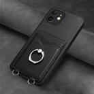 For iPhone 12 mini R20 Ring Card Holder Phone Case(Black) - 2