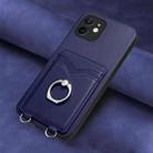For iPhone 12 mini R20 Ring Card Holder Phone Case(Blue) - 2