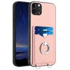 For iPhone 11 Pro Max R20 Ring Card Holder Phone Case(Pink) - 1