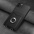 For iPhone 11 Pro Max R20 Ring Card Holder Phone Case(Black) - 2