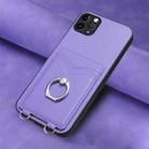 For iPhone 11 Pro Max R20 Ring Card Holder Phone Case(Purple) - 2