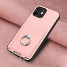 For iPhone 11 R20 Ring Card Holder Phone Case(Pink) - 2