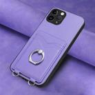 For iPhone 11 Pro R20 Ring Card Holder Phone Case(Purple) - 2