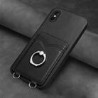 For iPhone XS / X R20 Ring Card Holder Phone Case(Black) - 2