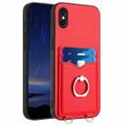 For iPhone XS / X R20 Ring Card Holder Phone Case(Red) - 1