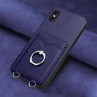 For iPhone XS / X R20 Ring Card Holder Phone Case(Blue) - 2