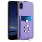 For iPhone XS / X R20 Ring Card Holder Phone Case(Purple) - 1