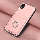 For iPhone XR R20 Ring Card Holder Phone Case(Pink) - 2