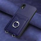 For iPhone XR R20 Ring Card Holder Phone Case(Blue) - 2