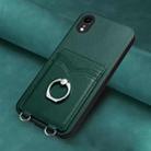 For iPhone XR R20 Ring Card Holder Phone Case(Green) - 2