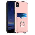 For iPhone XS Max R20 Ring Card Holder Phone Case(Pink) - 1