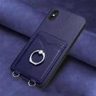 For iPhone XS Max R20 Ring Card Holder Phone Case(Blue) - 2