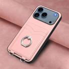 For iPhone 17 Pro R20 Ring Card Holder Phone Case(Pink) - 2