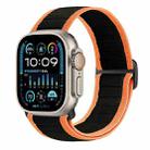 For Apple Watch Ultra 2 49mm Nylon Elastic Buckle Watch Band(Black Orange) - 1