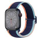 For Apple Watch SE 44mm Nylon Elastic Buckle Watch Band(Dark Navy Blue) - 1