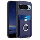 For Google Pixel 9 R20 Ring Card Holder Phone Case(Blue) - 1