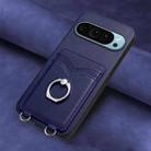 For Google Pixel 9 R20 Ring Card Holder Phone Case(Blue) - 2