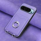 For Google Pixel 9 R20 Ring Card Holder Phone Case(Purple) - 2