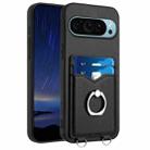 For Google Pixel 9 Pro R20 Ring Card Holder Phone Case(Black) - 1