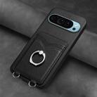 For Google Pixel 9 Pro R20 Ring Card Holder Phone Case(Black) - 2