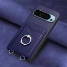 For Google Pixel 9 Pro R20 Ring Card Holder Phone Case(Blue) - 2