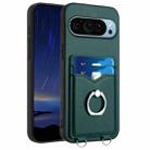 For Google Pixel 9 Pro R20 Ring Card Holder Phone Case(Green) - 1