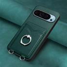 For Google Pixel 9 Pro R20 Ring Card Holder Phone Case(Green) - 2