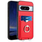 For Google Pixel 8 Pro R20 Ring Card Holder Phone Case(Red) - 1