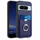 For Google Pixel 8 Pro R20 Ring Card Holder Phone Case(Blue) - 1