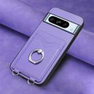 For Google Pixel 8 Pro R20 Ring Card Holder Phone Case(Purple) - 2