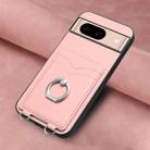 For Google Pixel 8a R20 Ring Card Holder Phone Case(Pink) - 2