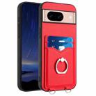 For Google Pixel 8a R20 Ring Card Holder Phone Case(Red) - 1